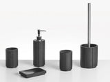 5-Piece Bathroom Accessories Set Black Polyresin Soap Dish Soap Dispenser Toilet Brush Tumbler Toohtbrush Holder Beliani