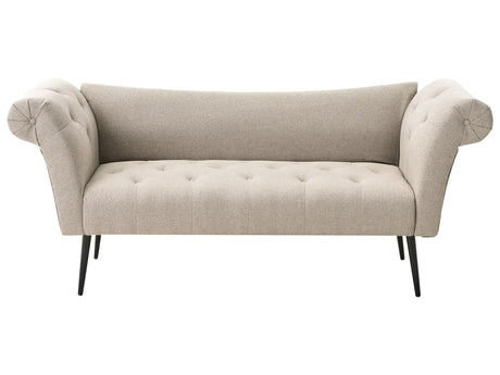 Chaise Lounge Light Brown Fabric Upholstery Tufted Double Ended Seat Beliani