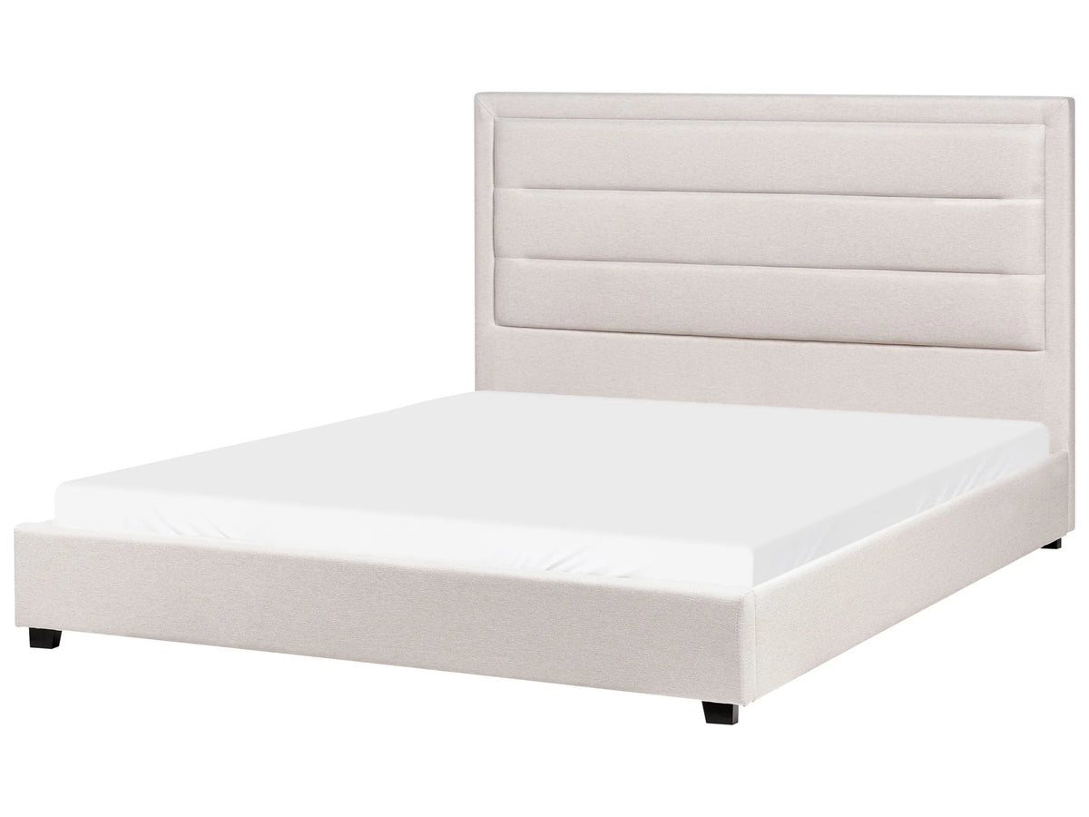 Bed Light Beige Polyester Fabric Upholstery EU King Size 5ft3 Modern Design Padded Headboard Beliani