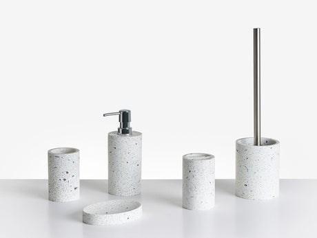 5-Piece Bathroom Accessories Set White Polyresin Soap Dish Soap Dispenser Toilet Brush Tumbler Toohtbrush Holder Beliani