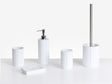 5-Piece Bathroom Accessories Set White Polyresin Soap Dish Soap Dispenser Toilet Brush Tumbler Toohtbrush Holder Beliani