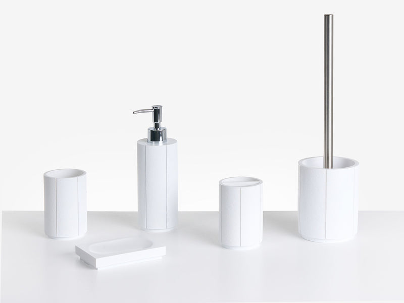 5-Piece Bathroom Accessories Set White Polyresin Soap Dish Soap Dispenser Toilet Brush Tumbler Toohtbrush Holder Beliani