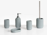 5-Piece Bathroom Accessories Set Light Grey Polyresin Soap Dish Soap Dispenser Toilet Brush Tumbler Toohtbrush Holder Beliani