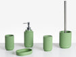 5-Piece Bathroom Accessories Set Green Polyresin Soap Dish Soap Dispenser Toilet Brush Tumbler Toohtbrush Holder Beliani
