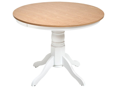 Dining Table Light Ash Wood Venner  100 cm Top Rubberwood Frame and Legs  Round Vintage Beliani