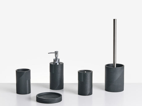 5-Piece Bathroom Accessories Set Black Polyresin Soap Dish Soap Dispenser Toilet Brush Tumbler Toohtbrush Holder Beliani