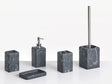5-Piece Bathroom Accessories Set Black Marble Polyresin Soap Dish Soap Dispenser Toilet Brush Tumbler Toohtbrush Holder Beliani