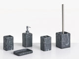 5-Piece Bathroom Accessories Set Black Marble Polyresin Soap Dish Soap Dispenser Toilet Brush Tumbler Toohtbrush Holder Beliani