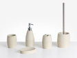 5-Piece Bathroom Accessories Set Light Beige Polyresin Soap Dish Soap Dispenser Toilet Brush Tumbler Toohtbrush Holder Beliani