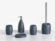 5-Piece Bathroom Accessories Set Dark Blue Polyresin Soap Dish Soap Dispenser Toilet Brush Tumbler Toohtbrush Holder Beliani