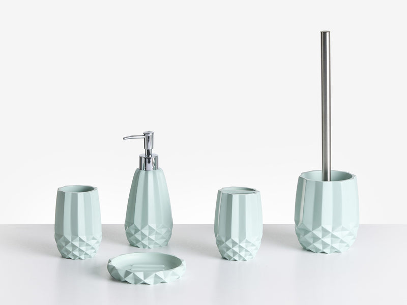 5-Piece Bathroom Accessories Set Mint Green Polyresin Soap Dish Soap Dispenser Toilet Brush Tumbler Toohtbrush Holder Beliani