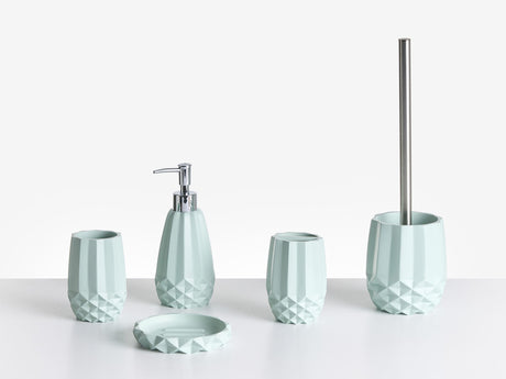 5-Piece Bathroom Accessories Set Mint Green Polyresin Soap Dish Soap Dispenser Toilet Brush Tumbler Toohtbrush Holder Beliani