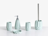 5-Piece Bathroom Accessories Set Mint Green Polyresin Soap Dish Soap Dispenser Toilet Brush Tumbler Toohtbrush Holder Beliani