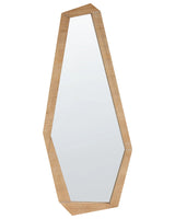 Hanging Wall Mirror Light Brown Wood Frame Large Mirror Bedroom Living Room Hallway Modern Style Beliani