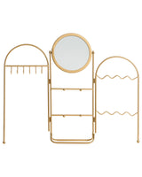 Jewellery Stand with Mirror Gold Metal Makeup Mirror Jewelry Holder Bedroom Accessories Glam Style Beliani