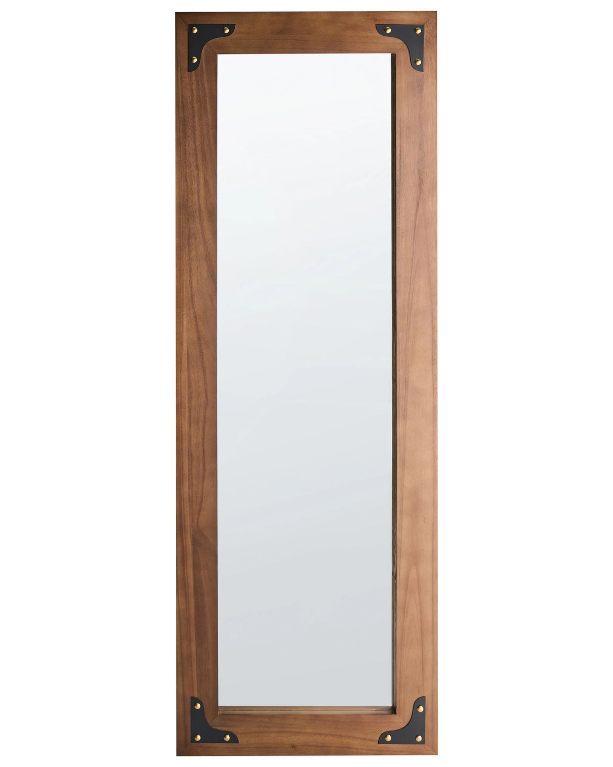 Wall Mirror Brown Wood Frame Large Tall Hanging Mirror Bedroom Living Room Hallway Traditional Style Beliani