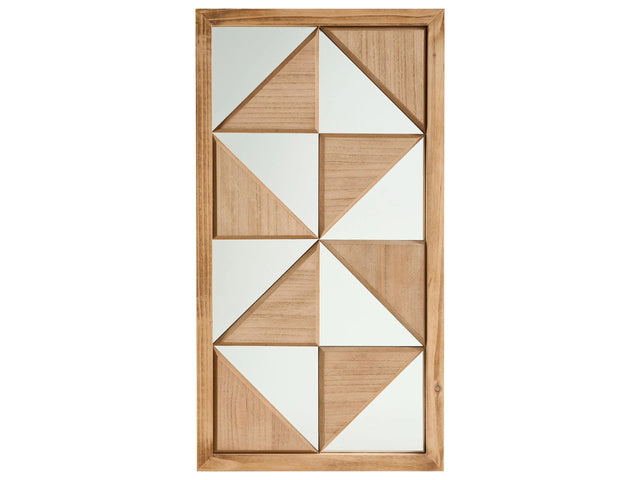 Wall Decor with Mirror Light Brown Wood Frame Decorative Mirror Bedroom Living Room Hallway Modern Style Beliani