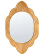Wall Mirror Light Brown Wood Frame Large Hanging Mirror Bedroom Living Room Hallway Traditional Style Beliani