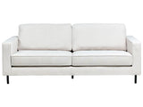 3 Seater Sofa Off-White Polyester Minimalist Living Room Couch Black Legs Track Arm Beliani
