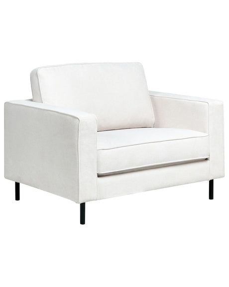 Armchair Off-White Fabric Minimalistic Living Room Accent Chair Black Legs Track Arm Beliani