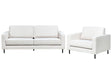Sofa Set Off-White Polyester Fabric  3 Seater Sofa Armchair Minimalist Living Room Design Beliani