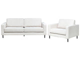 Sofa Set Off-White Polyester Fabric  3 Seater Sofa Armchair Minimalist Living Room Design Beliani