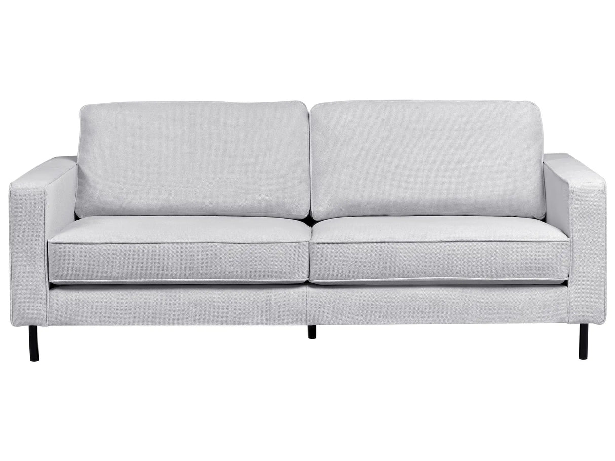 3 Seater Sofa Light Grey Polyester Minimalist Living Room Couch Black Legs Track Arm Beliani