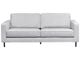 3 Seater Sofa Light Grey Polyester Minimalist Living Room Couch Black Legs Track Arm Beliani