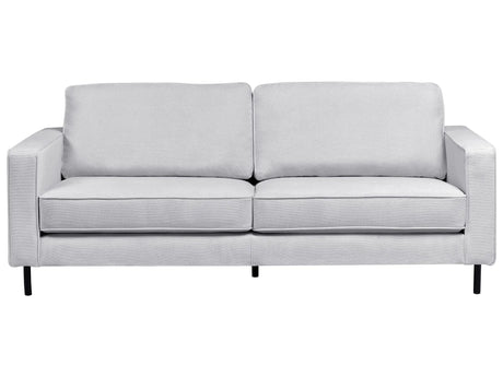 3 Seater Sofa Light Grey Polyester Minimalist Living Room Couch Black Legs Track Arm Beliani