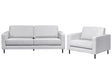 Sofa Set Light Grey Polyester Fabric  3 Seater Sofa Armchair Minimalist Living Room Design Beliani