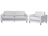 Sofa Set Light Grey Polyester Fabric  3 Seater Sofa Armchair Minimalist Living Room Design Beliani