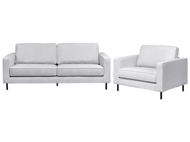 Sofa Set Light Grey Polyester Fabric  3 Seater Sofa Armchair Minimalist Living Room Design Beliani