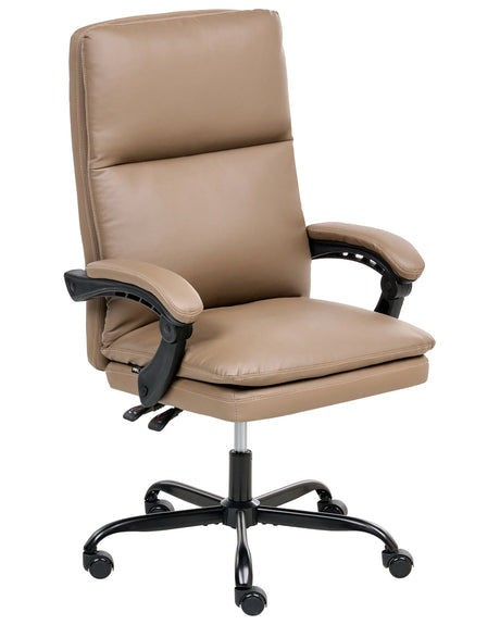 Executive Office Chair Brown Faux Leather Upholstery Seat Height Adjustment Titl Swivel Padding Beliani