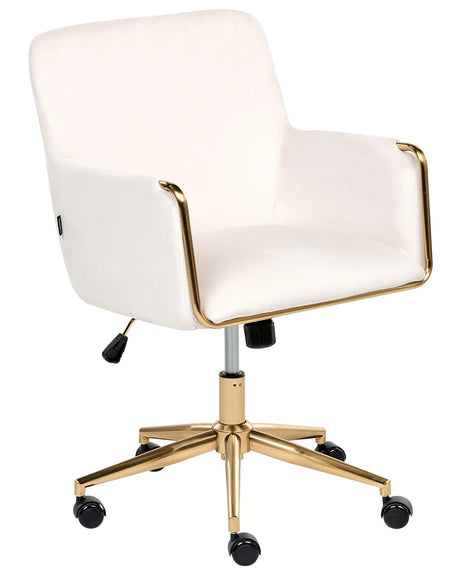 Executive Office Chair Off-White Velvet  Upholstery Seat Height Adjustment Titl Swivel Padding Beliani
