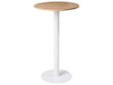 Garden Bistro Coffee Table Light Brown and White Round Top 60x60 cm Metal Base Rustic Modern Beliani