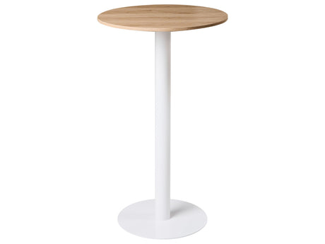 Garden Bistro Coffee Table Light Brown and White Round Top 60x60 cm Metal Base Rustic Modern Beliani