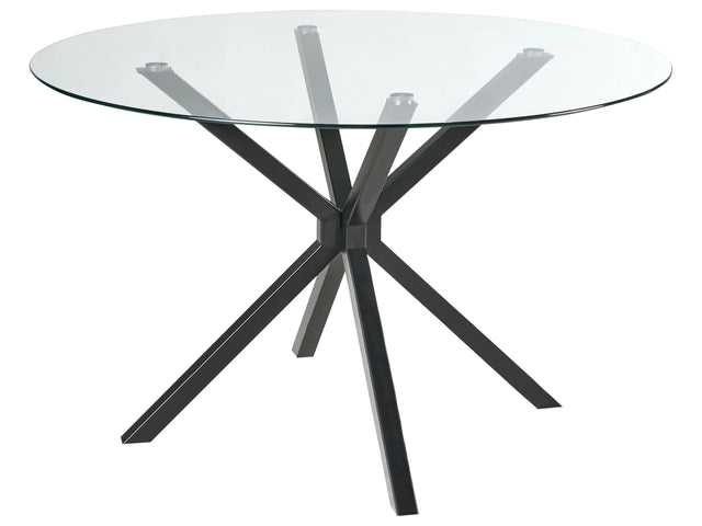 Dining Table Black Tempered Glass Top Round  120 cm 4 Person Capacity Modern Design Beliani