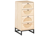 Chest of Drawers Particle Board Light Brown Rattan 4 Drawers Steel Legs Modern Design Beliani