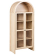 Decorative Cabinet Light Brown Particle Board with Shelves and Glass Display Dining Room Kitchen Beliani