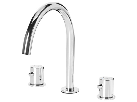 Basin Mixer Tap Silver Brass Two Handles Curved Spout Bathroom Accessories Bathroom Beliani