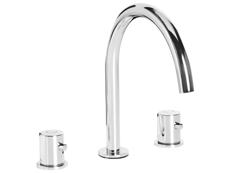 Basin Mixer Tap Silver Brass Two Handles Curved Spout Bathroom Accessories Bathroom Beliani