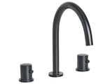 Basin Mixer Tap Black Brass Two Handles Curved Spout Bathroom Accessories Bathroom Beliani