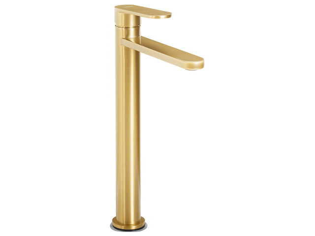 Bathroom Basin Mixer Tap Gold Brass 30 cm Matt Single Lever Bathroom Accessories Modern Beliani