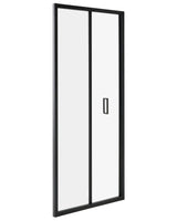 Tempered Glass Bi-Fold Shower Door Black Tempered Glass Aluminium Frame 800 x 1900 mm Transparent Beliani