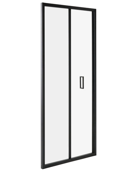 Tempered Glass Bi-Fold Shower Door Black Tempered Glass Aluminium Frame 800 x 1900 mm Transparent Beliani