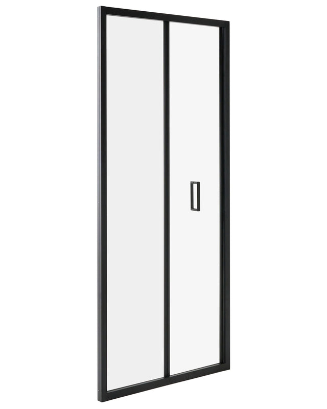Tempered Glass Bi-Fold Shower Door Black Tempered Glass Aluminium Frame 800 x 1900 mm Transparent Beliani