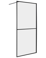 Shower Screen Black Tempered Glass Aluminium Frame 90 x 195 cm Walk In Wet Room Bathroom Shower Beliani