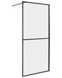 Shower Screen Black Tempered Glass Aluminium Frame 90 x 195 cm Walk In Wet Room Bathroom Shower Beliani