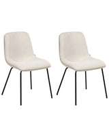 Set of 2 Dining Chairs Beige Fabric Upholstery Armless Design Easy Clean Minimalistic Scandinavian Beliani