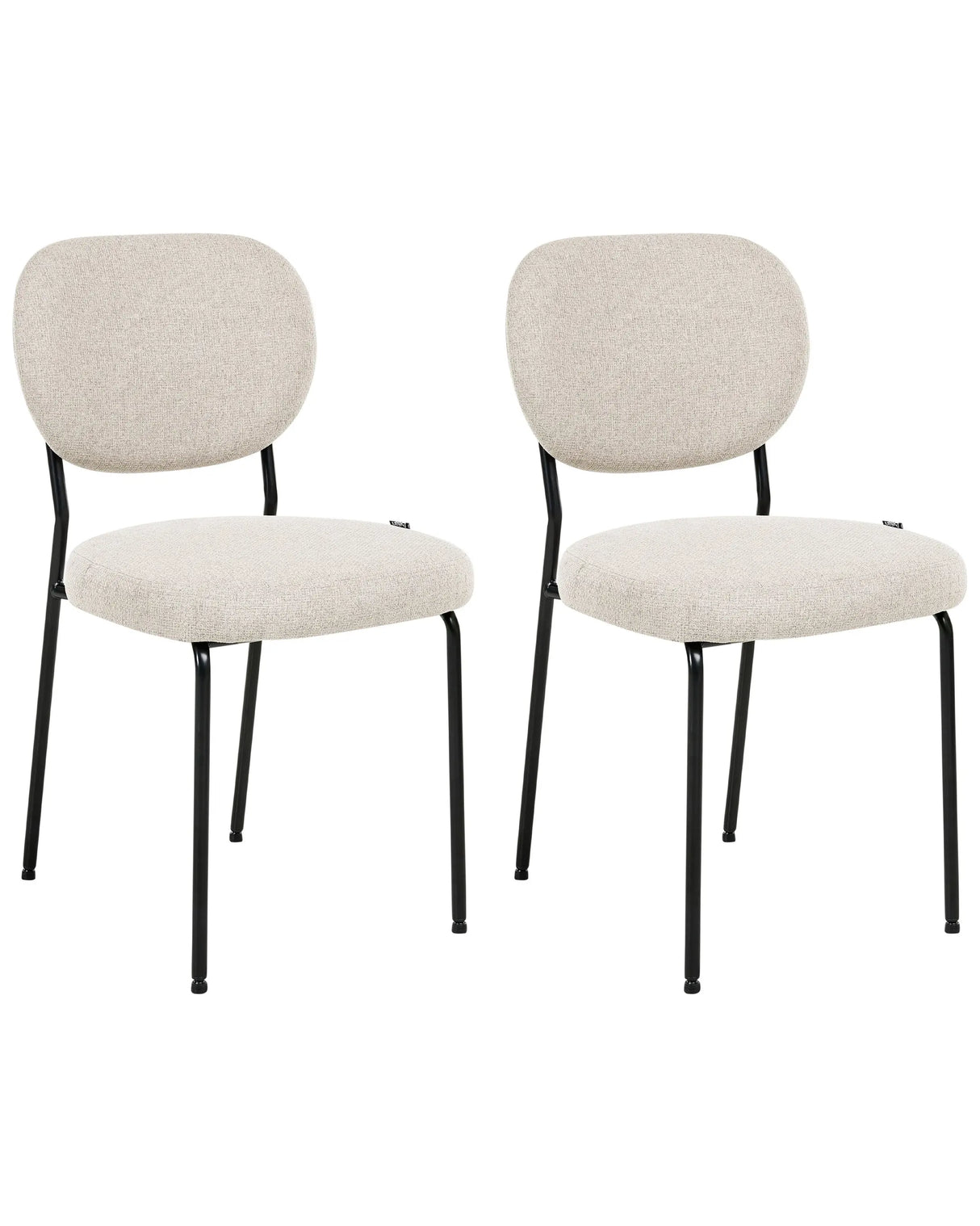 Set of 2 Dining Chairs Light Beige Fabric Upholstery Armless Design Easy Clean Minimalistic Scandinavian Beliani